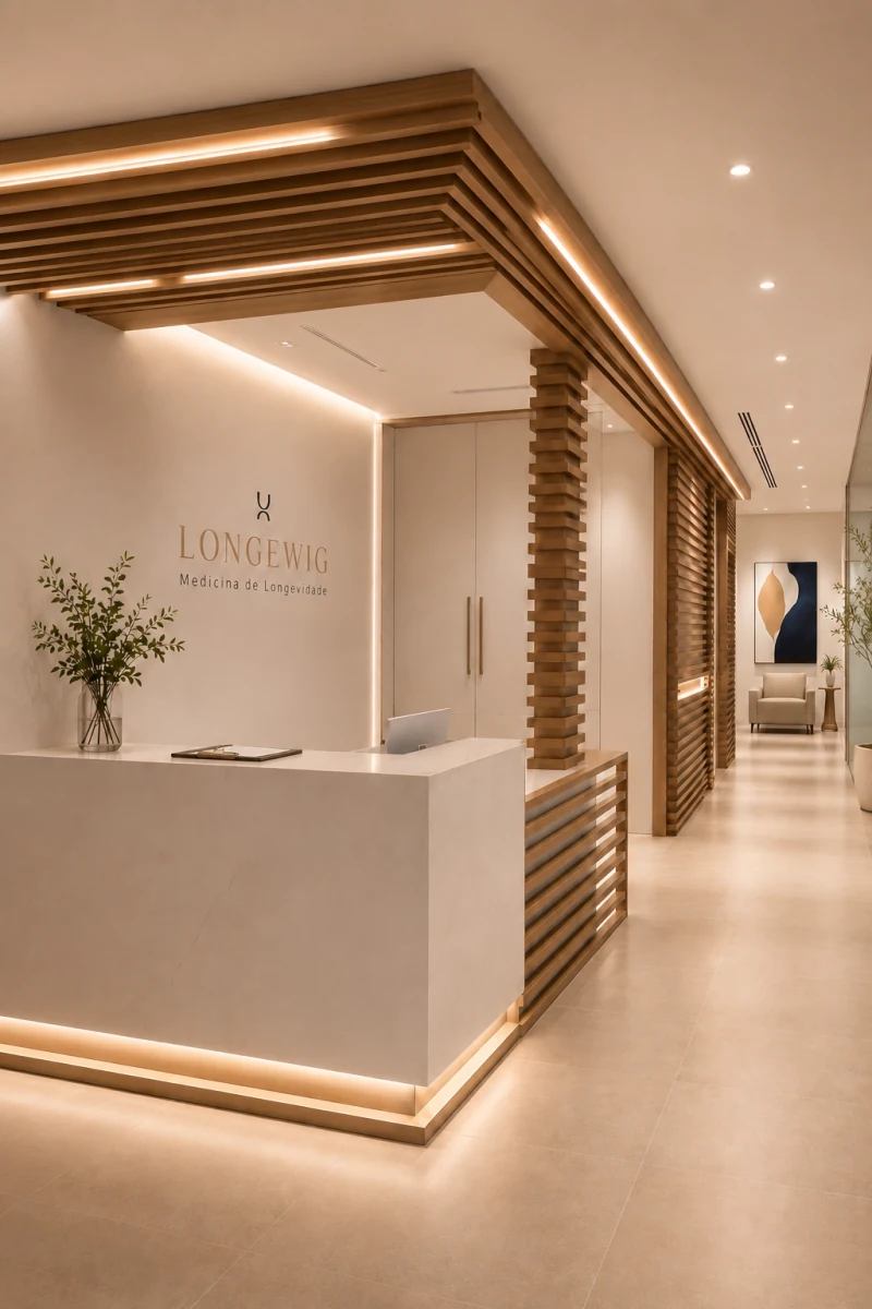 Recepção e ambiente de diagnóstico da clínica LONGEWIG